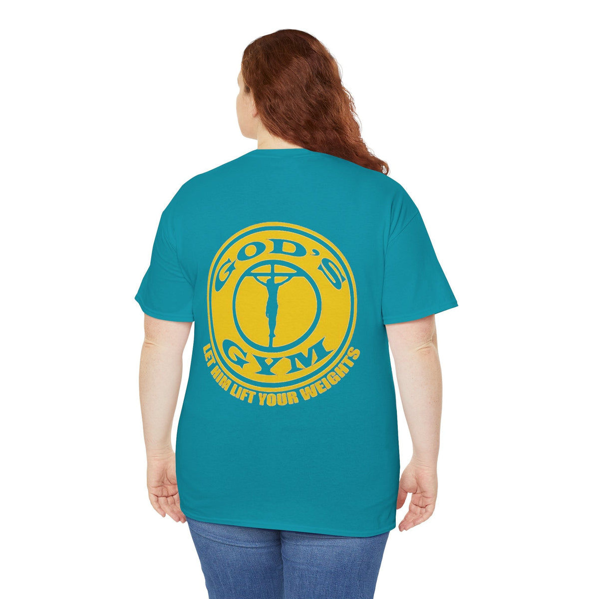 God's Gym T-Shirt — "Let Him Lift Your Weights" Christian Fitness Tee Printify