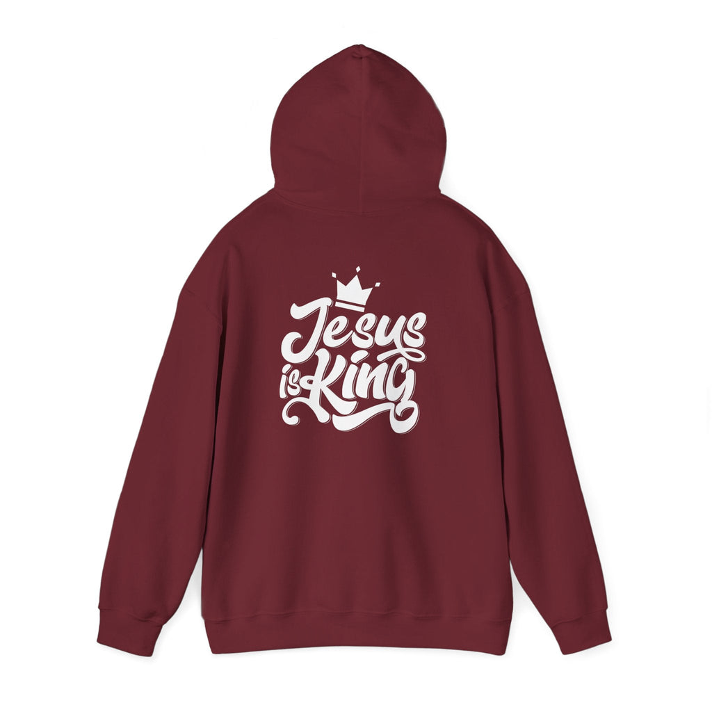 Jesus is King Hoodie – Bold Crown & Cross Christian Sweatshirt for Eternal Reign & Cozy Faith Printify