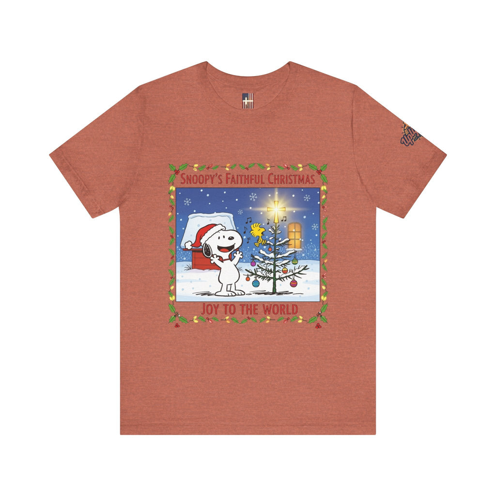 🎄 Faithful Christmas Friends – Christian Holiday T-Shirt | Festive Tree & Cartoon Duo | Heartwarming Christmas Tee by Uplifted Gear Printify