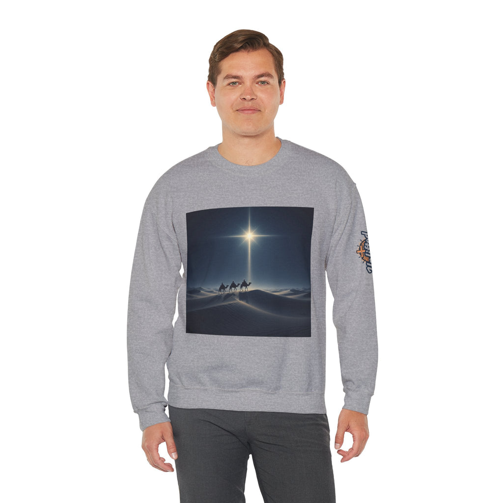 3 Wise Men Sweatshirt – Magi Camels Nativity Journey Christian Christmas Sweatshirt for Epiphany Faith & Holy Night Printify