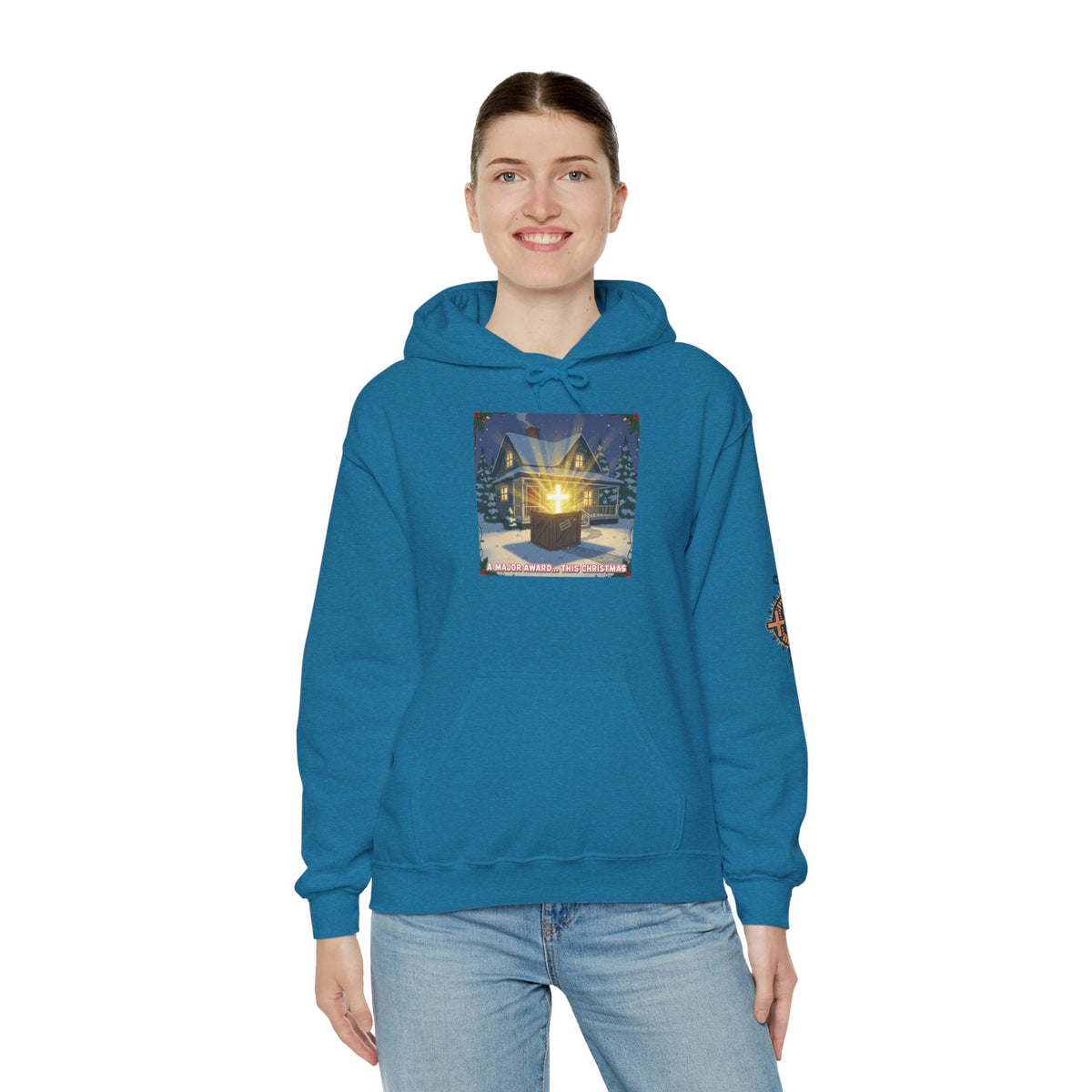 A Major Award This Christmas Hoodie – Fragile Leg Lamp Parody Cross Unboxing Christian Sweatshirt for Hilarious Faith & Holiday Glow Printify