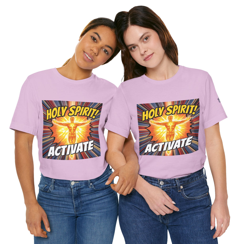 Holy Spirit Activate T-shirt – Superhero Christian T-shirt with Vibrant Power-Up Design for Faith-Fueled Boldness Printify