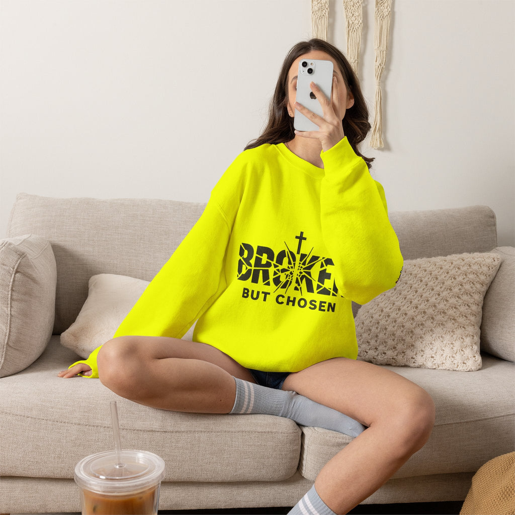 Broken But Chosen Crewneck Sweatshirt Printify