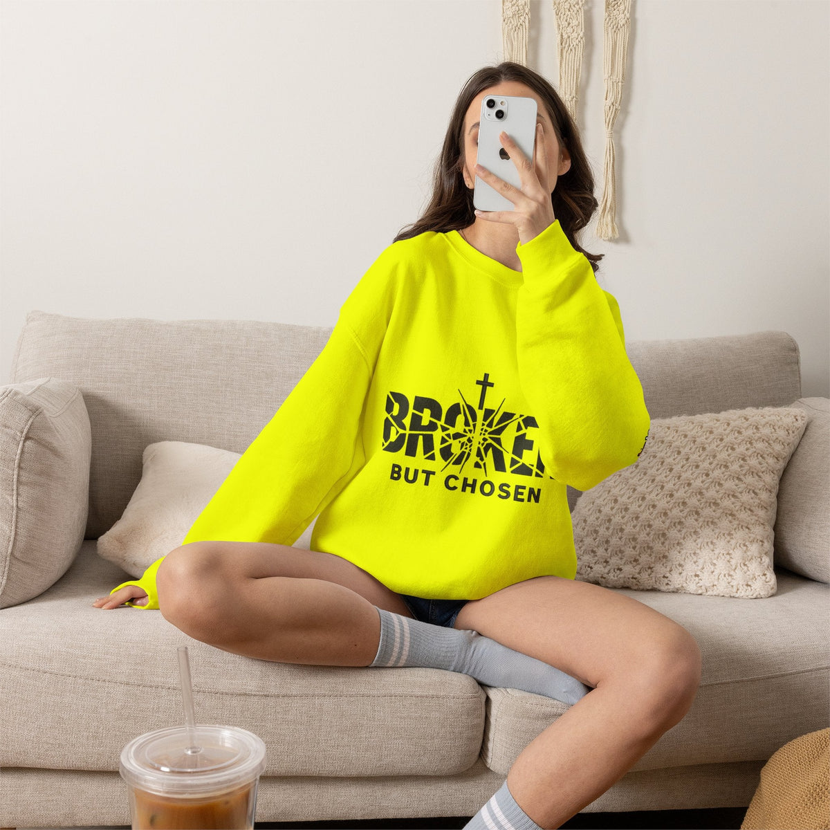 Broken But Chosen Crewneck Sweatshirt Printify