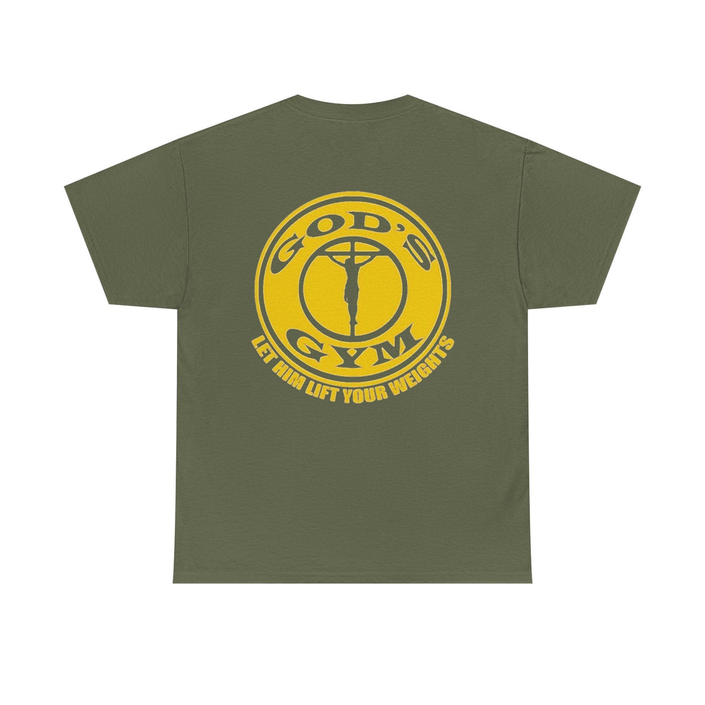 God's Gym T-Shirt — "Let Him Lift Your Weights" Christian Fitness Tee Printify