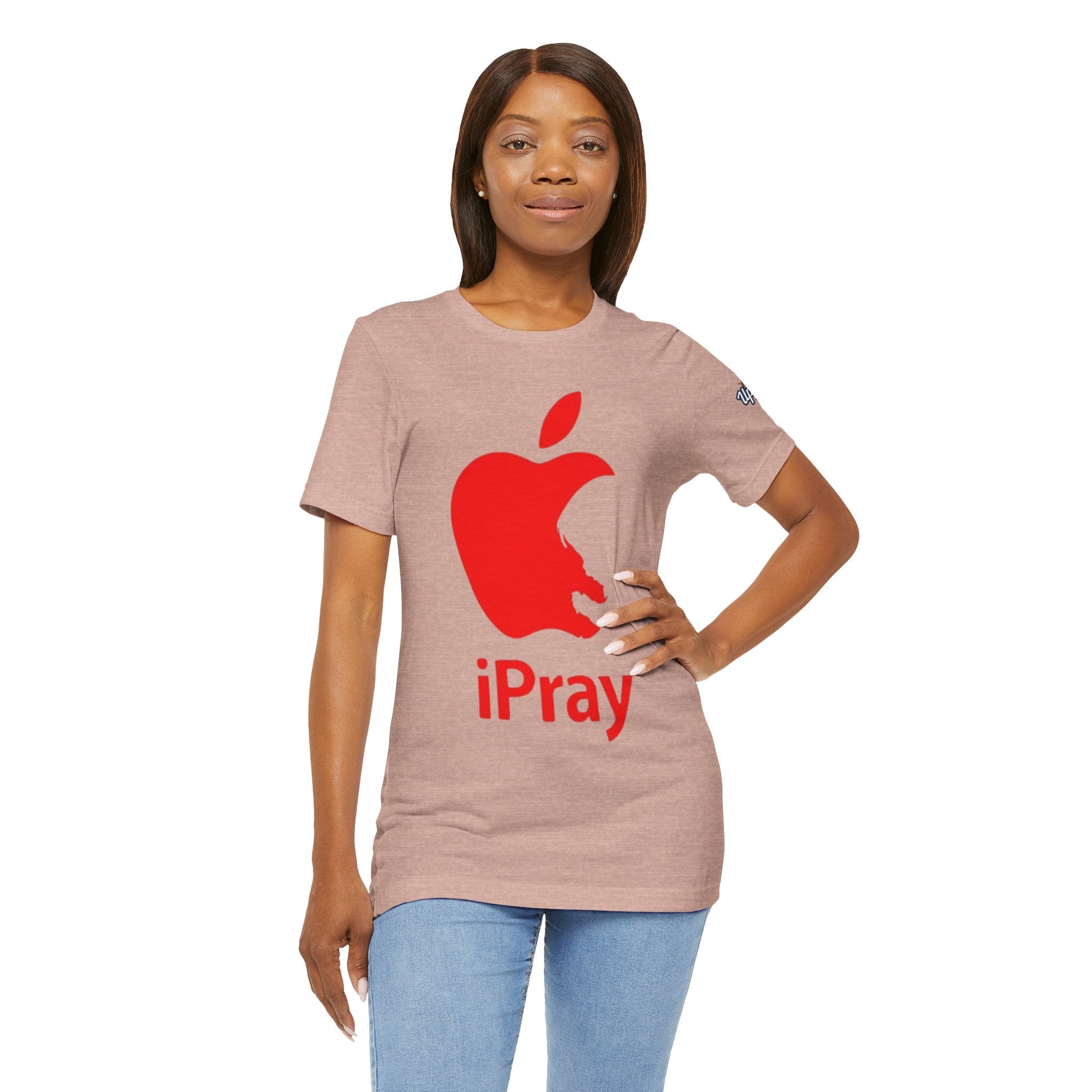 iPray Red Apple Christian T-Shirt — Faith Graphic Tee Printify
