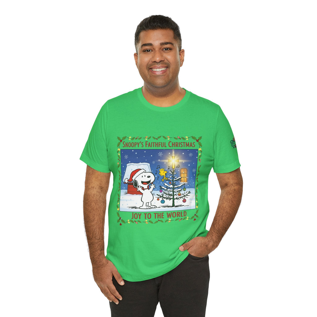 🎄 Faithful Christmas Friends – Christian Holiday T-Shirt | Festive Tree & Cartoon Duo | Heartwarming Christmas Tee by Uplifted Gear Printify