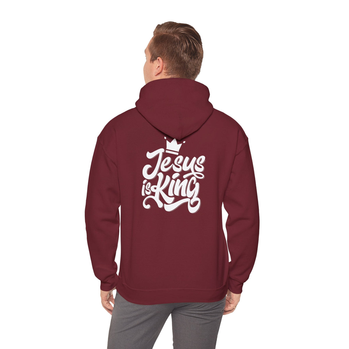 Jesus is King Hoodie – Bold Crown & Cross Christian Sweatshirt for Eternal Reign & Cozy Faith Printify
