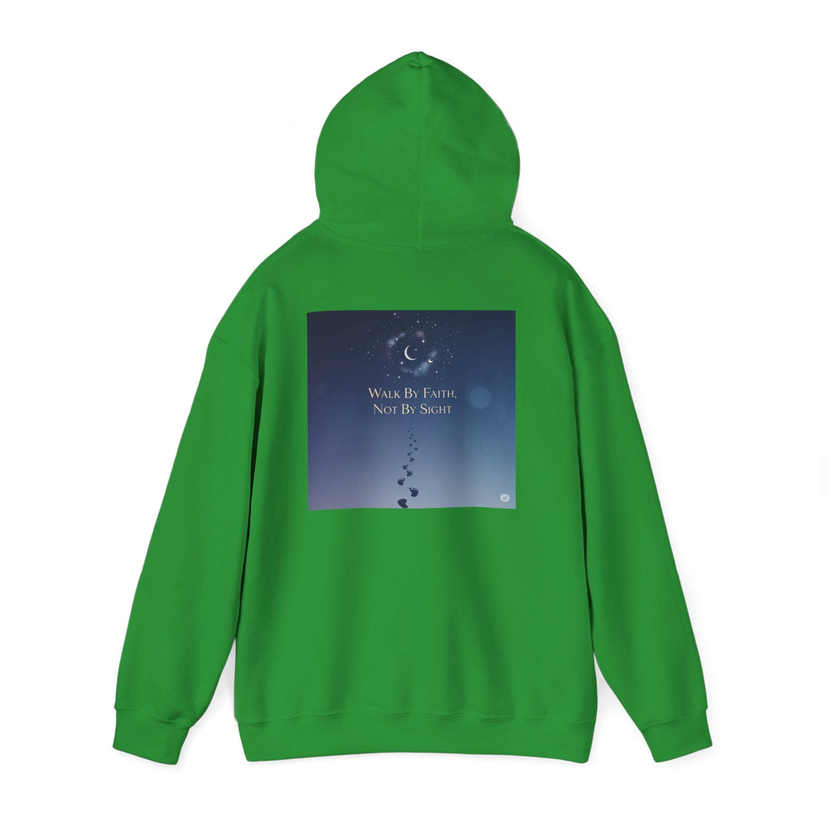 Walk by Faith, Not by Sight Hoodie – Moonlit Footprints Christian Hoodie for Cozy Nights Printify