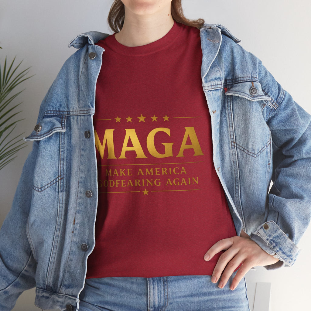 MAGA Gold Letter T-Shirt — "Make America Great Again" Printify