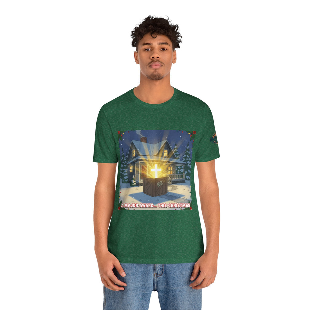 A Major Award This Christmas T-shirt – Fragile Leg Lamp Parody Cross Unboxing Christian T-shirt for Hilarious Faith & Holiday Glow Printify