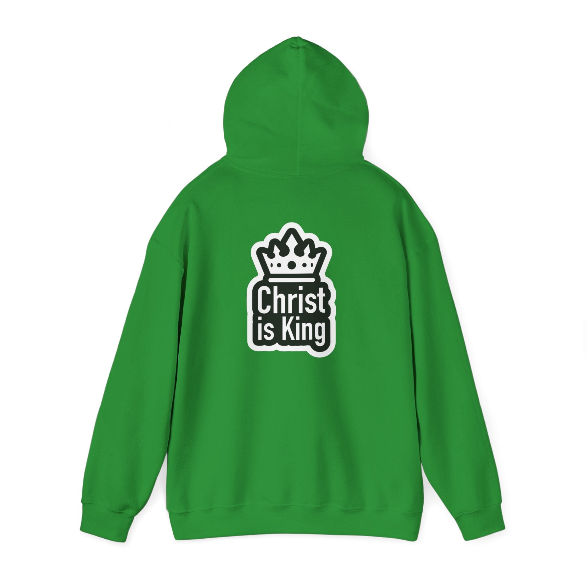 Christ is King Hoodie – Bold Crown & Cross Christian Sweatshirt for Unshakable Faith Printify