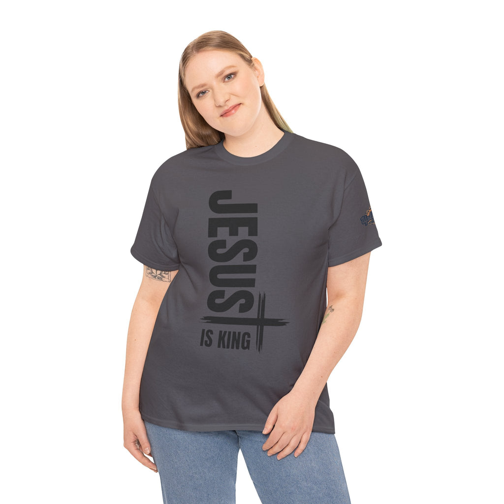 Jesus Is King T-shirt | Modern Typographic Cross Christian T-shirt Printify