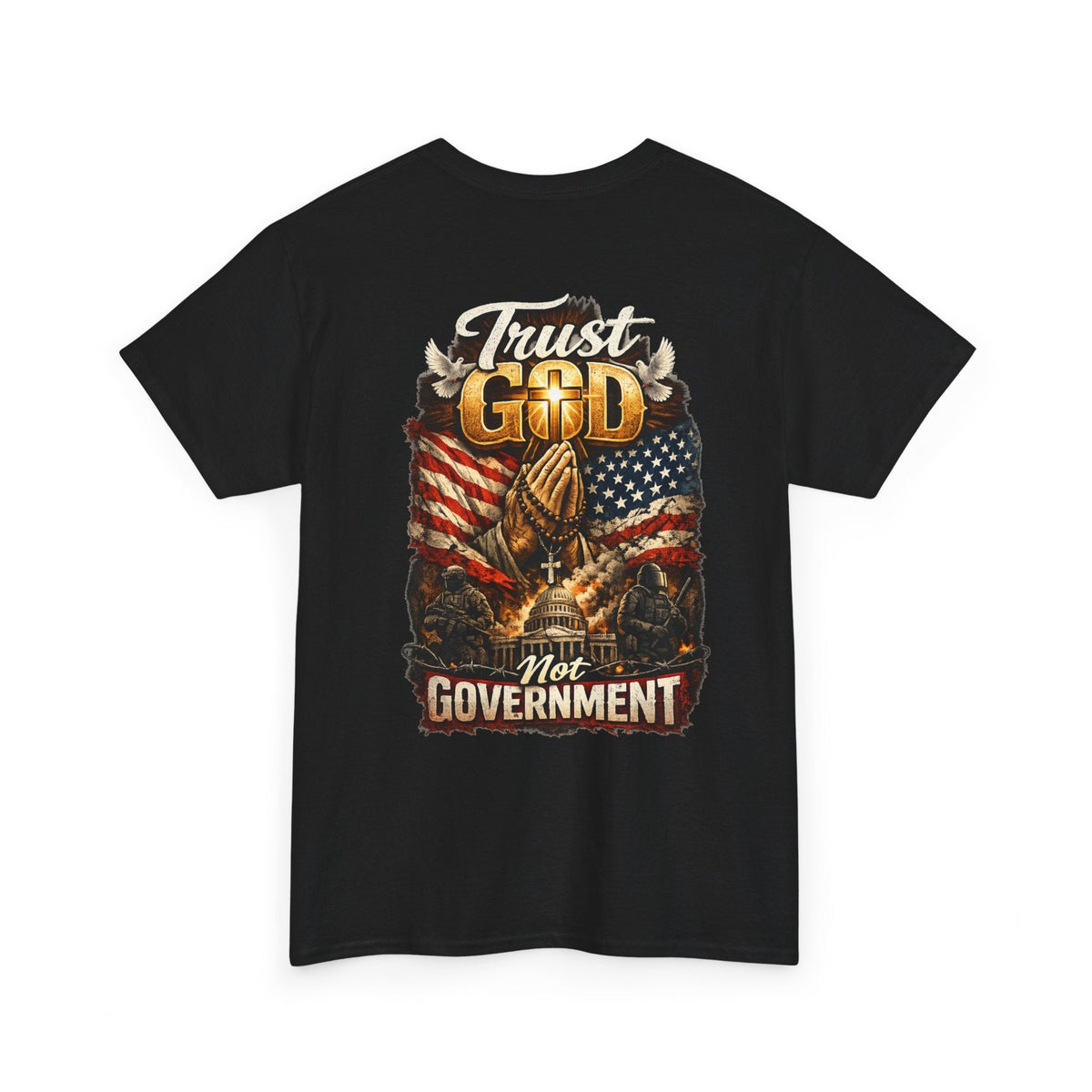 Trust God Not Government T-Shirt — Vintage Patriotic Christian Tee Printify