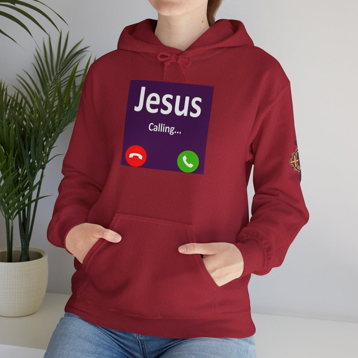 Jesus Calling Hoodie – Funny Cell Phone Screen Christian Sweatshirt for Divine Connection & Faith Humor Printify