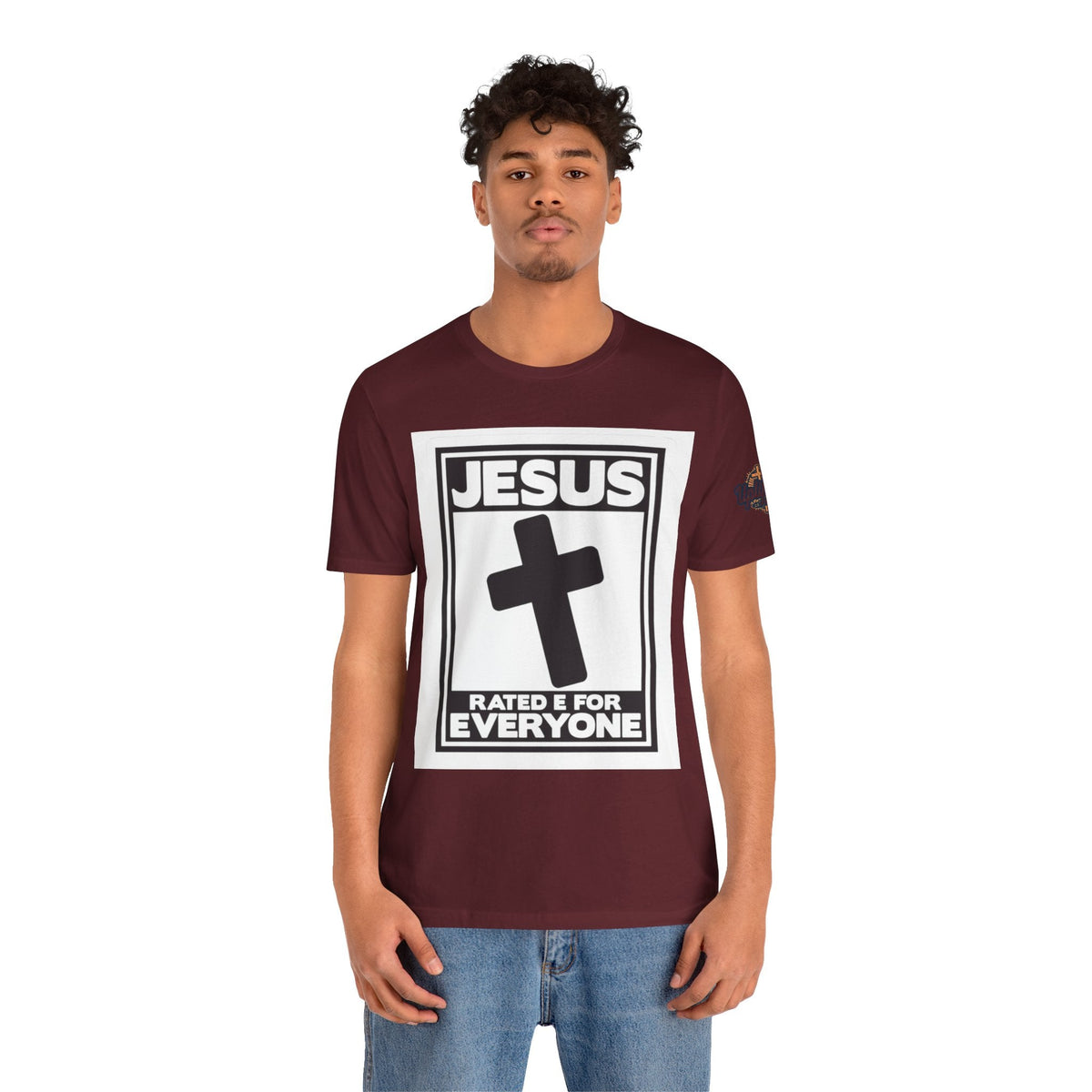 Jesus, Rated E for Everyone T-shirt - Gamer Faith T-shirt - Christian Video Game Parody Printify