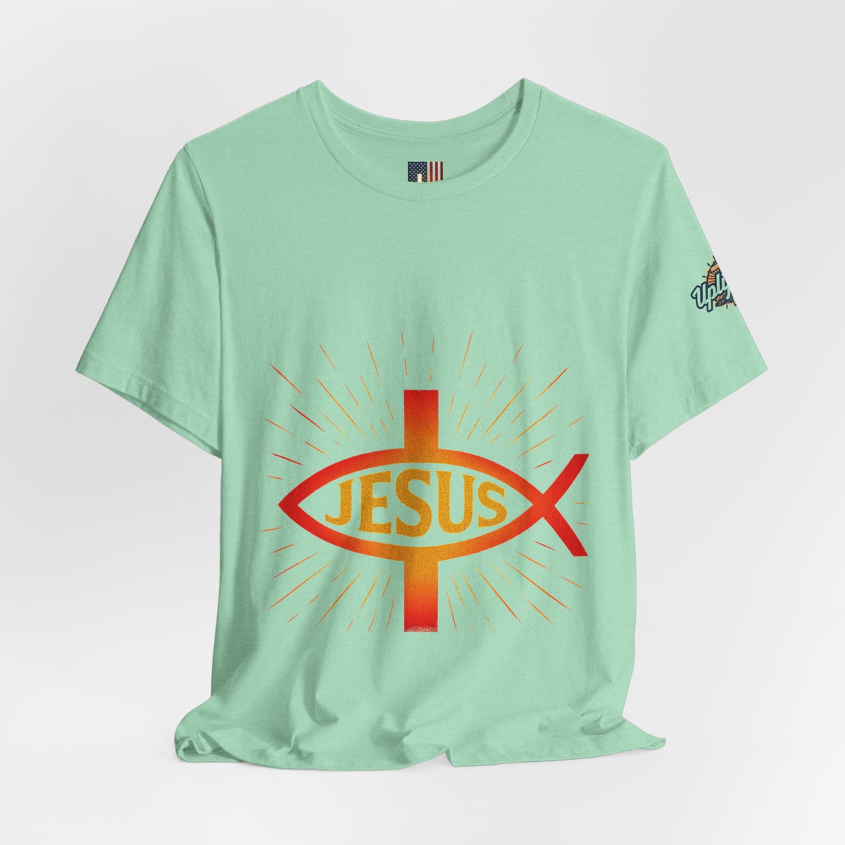 Jesus Ichthys T-shirt – Christian Fish Symbol with Cross & Jesus Inscription T-shirt for Eternal Faith & Streetwear Printify