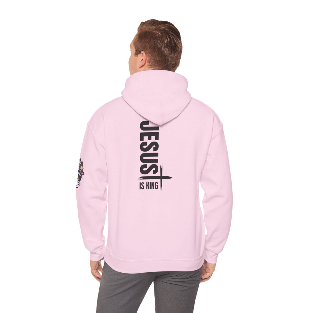 Jesus Is King Hoodie | Modern Typographic Cross Christian Hoodie Printify