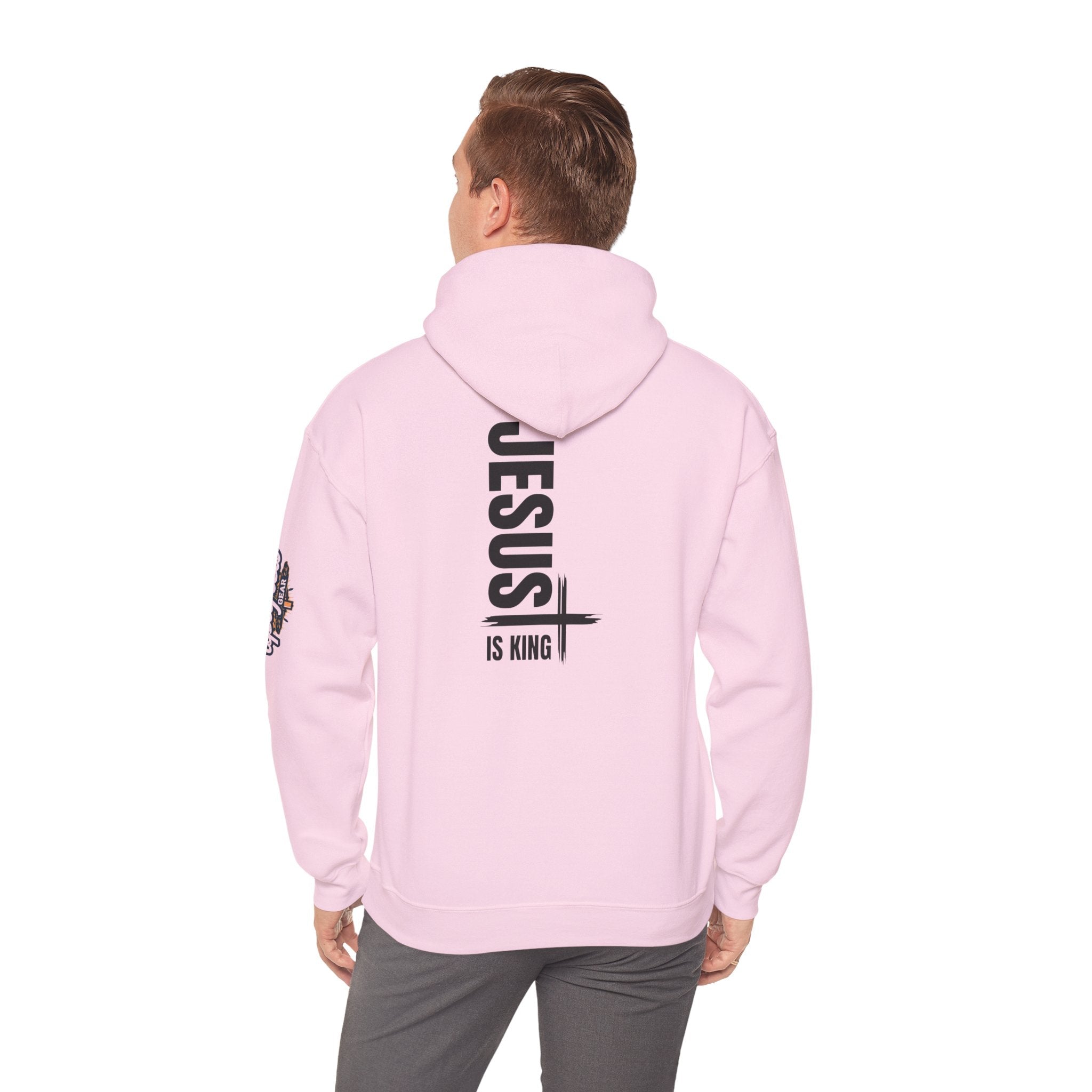 Jesus Is King Hoodie | Modern Typographic Cross Christian Hoodie Printify