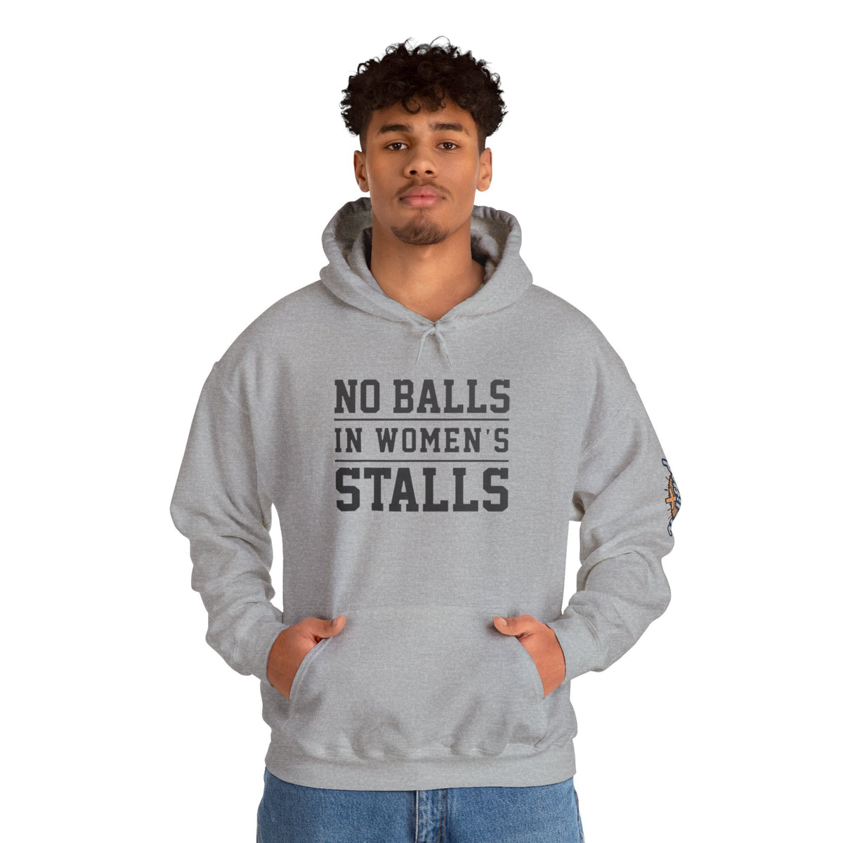 "No Balls in Women's Stalls" Statement Hoodie — Protest Sweatshirt Printify