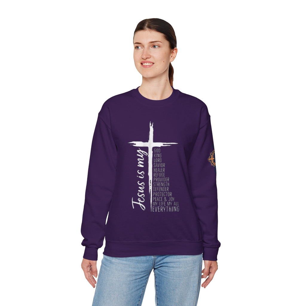 Jesus Is My Everything Sweatshirt – Cross List God King Lord Savior Christian Sweatshirt for Total Surrender Faith Printify