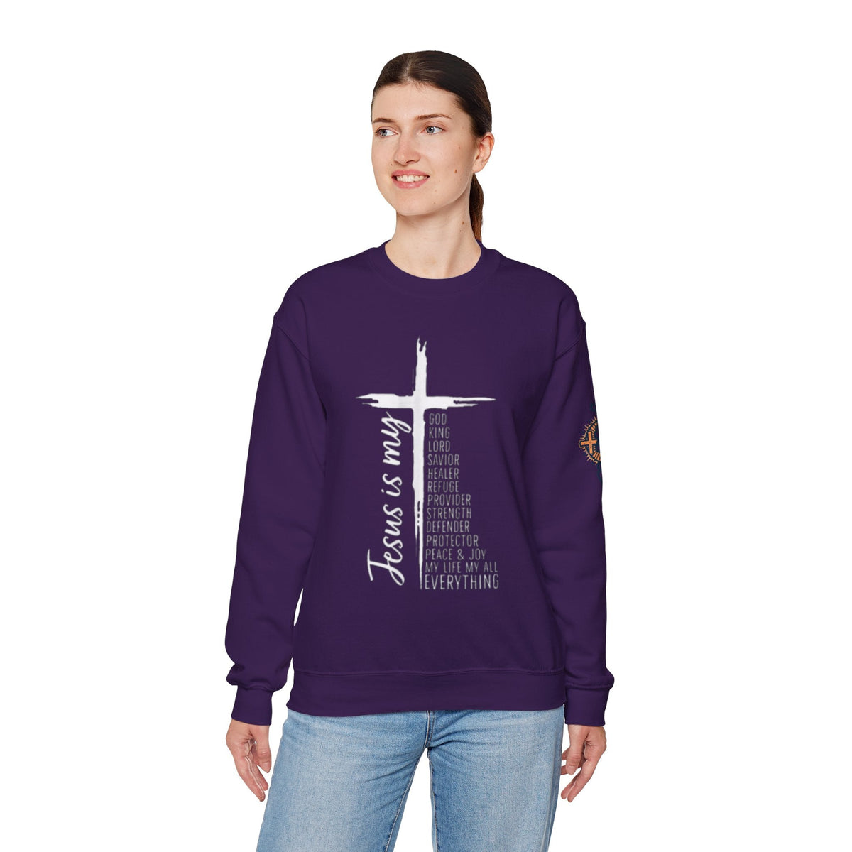 Jesus Is My Everything Sweatshirt – Cross List God King Lord Savior Christian Sweatshirt for Total Surrender Faith Printify