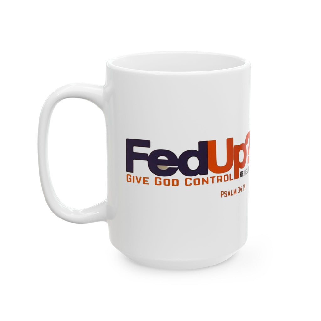 Funny Christian Coffee Mug — “Give God Control, HE Delivers” Accent Mug (11/15oz) Printify