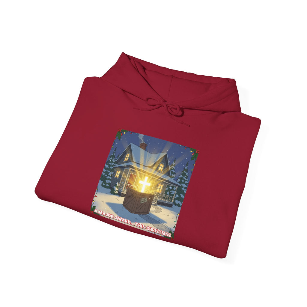 A Major Award This Christmas Hoodie – Fragile Leg Lamp Parody Cross Unboxing Christian Sweatshirt for Hilarious Faith & Holiday Glow Printify