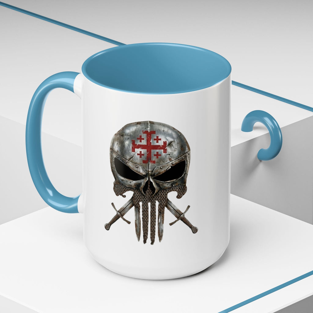 Crusader Knight Coffee Mug — 'Armor of God' Christian Skull 11/15oz Accent Mug Printify