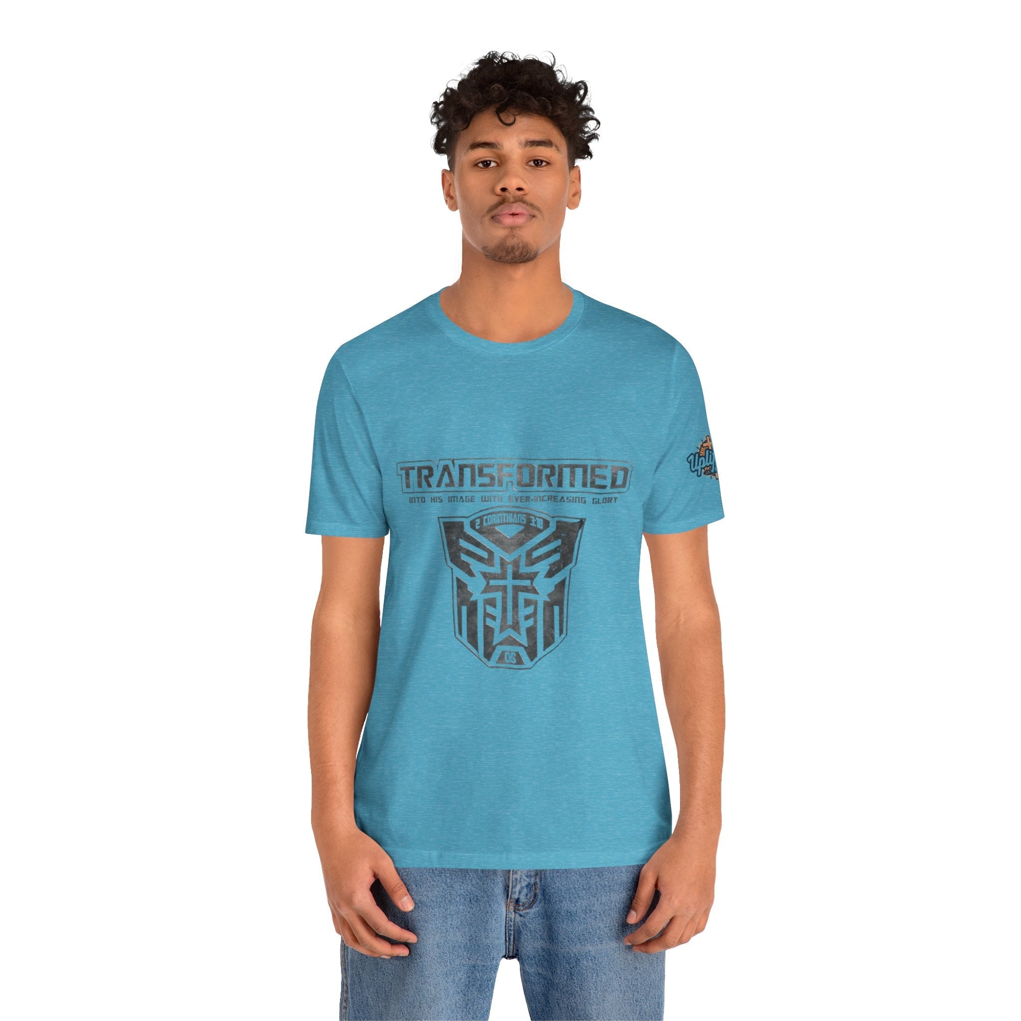 Transformer Logo Christian T-shirt | 2 Corinthians 3:18 Bible Verse T-shirt Printify