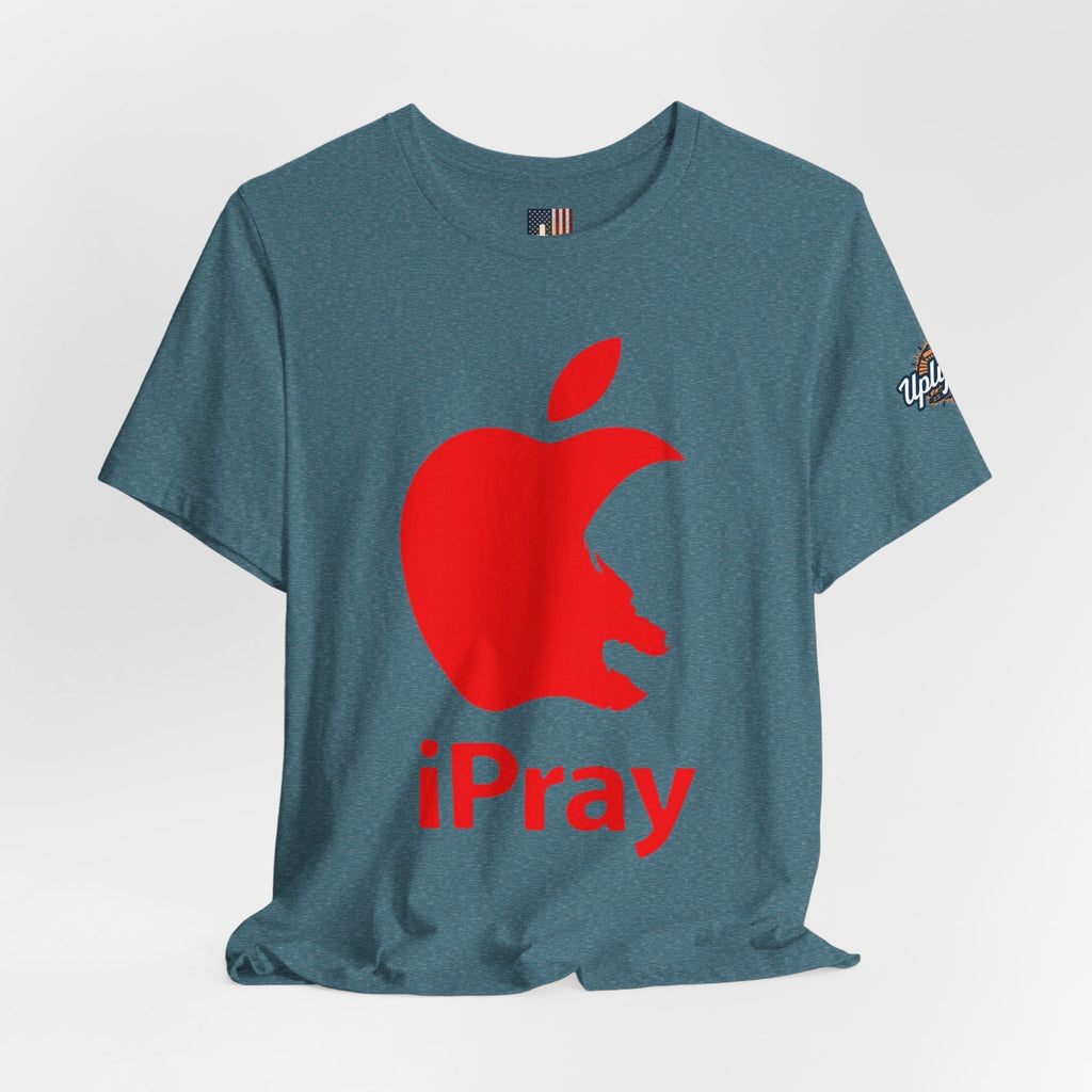 iPray Red Apple Christian T-Shirt — Faith Graphic Tee Printify