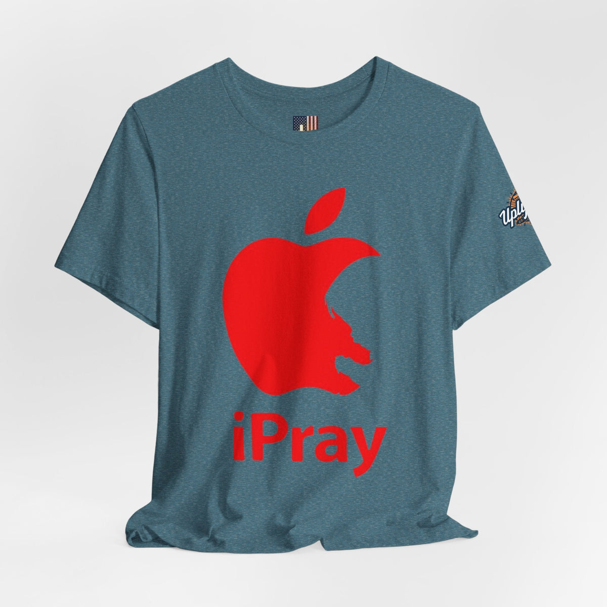 iPray Red Apple Christian T-Shirt — Faith Graphic Tee Printify