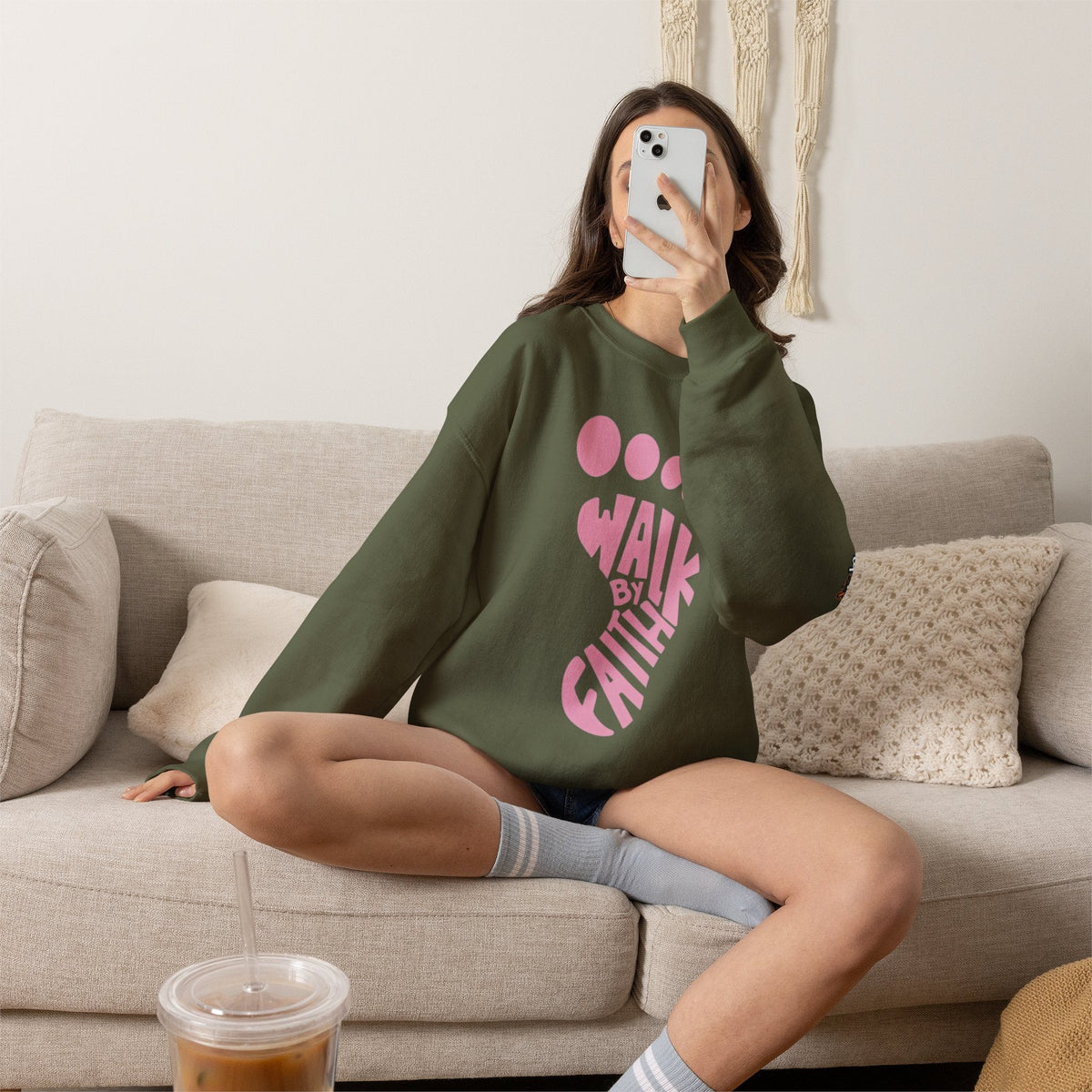 Walk By Faith Footprint Sweatshirt Printify