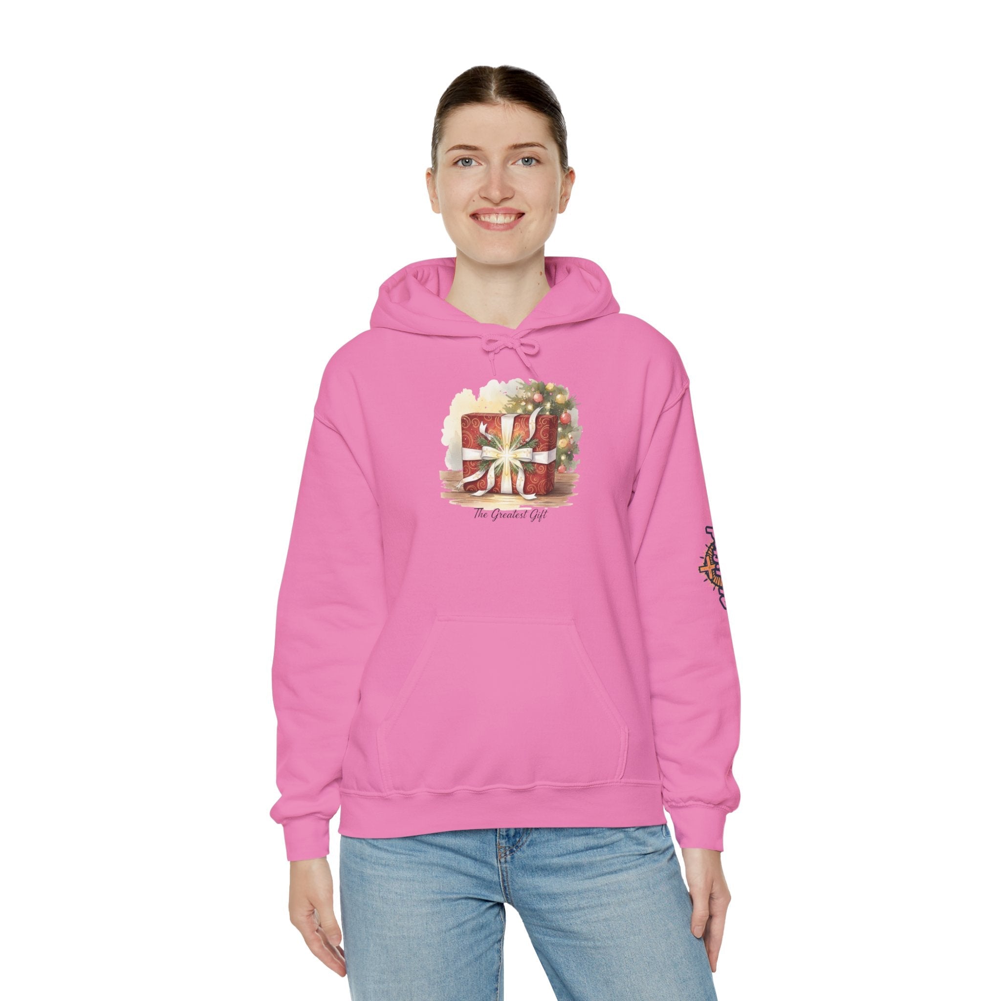 The Greatest Gift Hoodie – Cross Bow Present Christian Hoodie for Christmas Salvation & Eternal Faith Printify