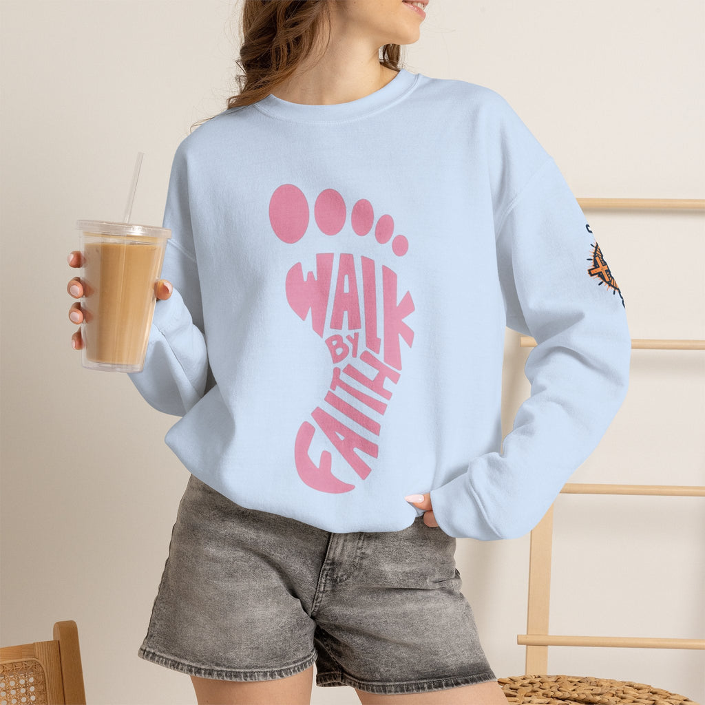 Walk By Faith Footprint Sweatshirt Printify
