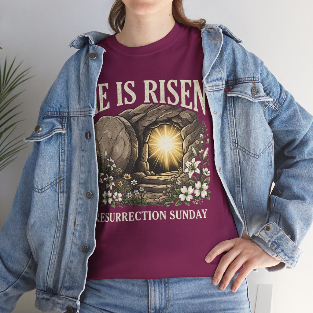 He Is Risen T-Shirt — Jesus Christ Resurrection Easter Tee Printify