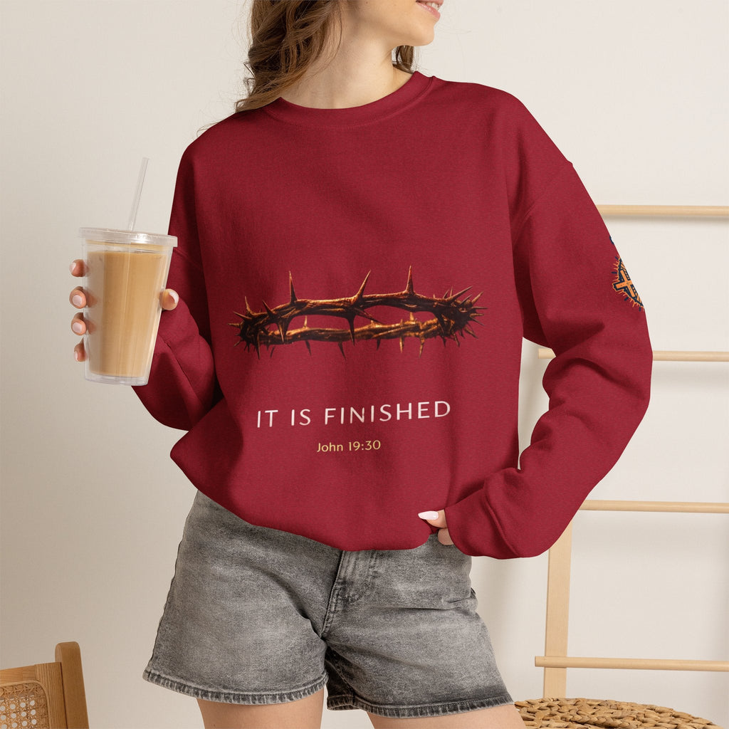 It Is Finished Crown of Thorns Sweatshirt — Christian John 19:30 Faith Sweatshirt Printify