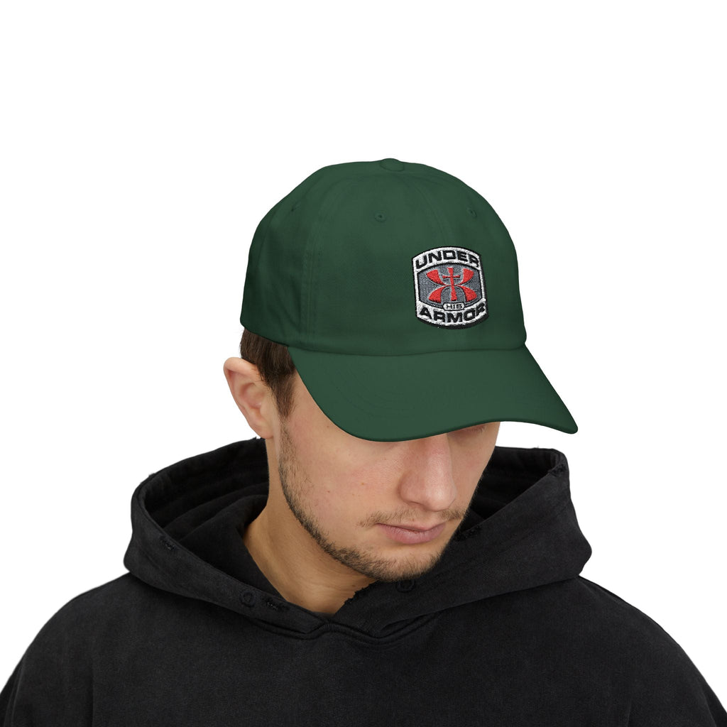 Under Armor Classic Dad Cap - Embroidered White Baseball Hat Printify