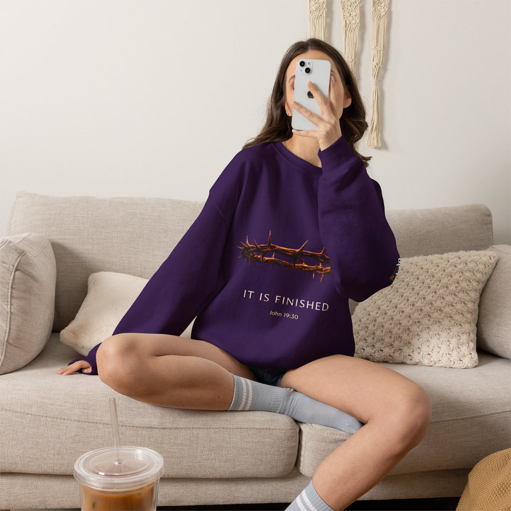 It Is Finished Crown of Thorns Sweatshirt — Christian John 19:30 Faith Sweatshirt Printify