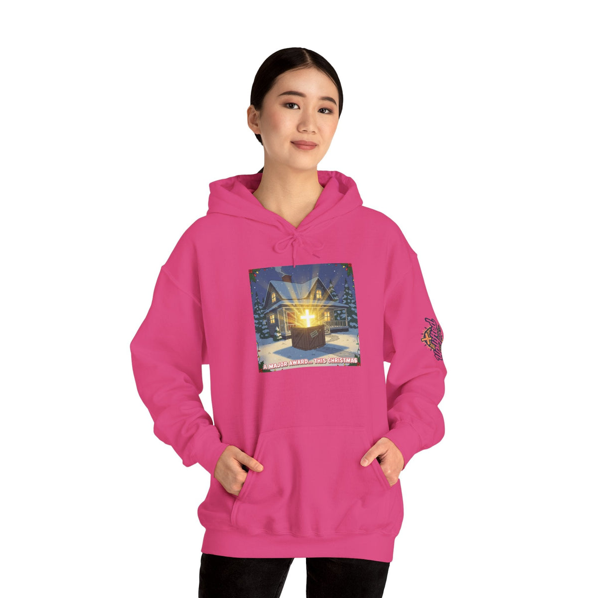 A Major Award This Christmas Hoodie – Fragile Leg Lamp Parody Cross Unboxing Christian Sweatshirt for Hilarious Faith & Holiday Glow Printify