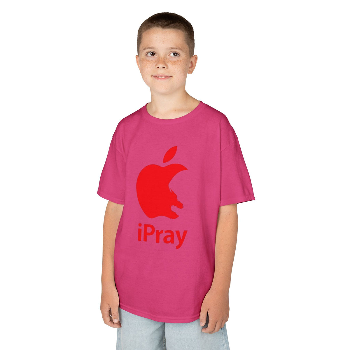 Kids Graphic Tee — Red iPray Logo Prayer Shirt for Children Printify