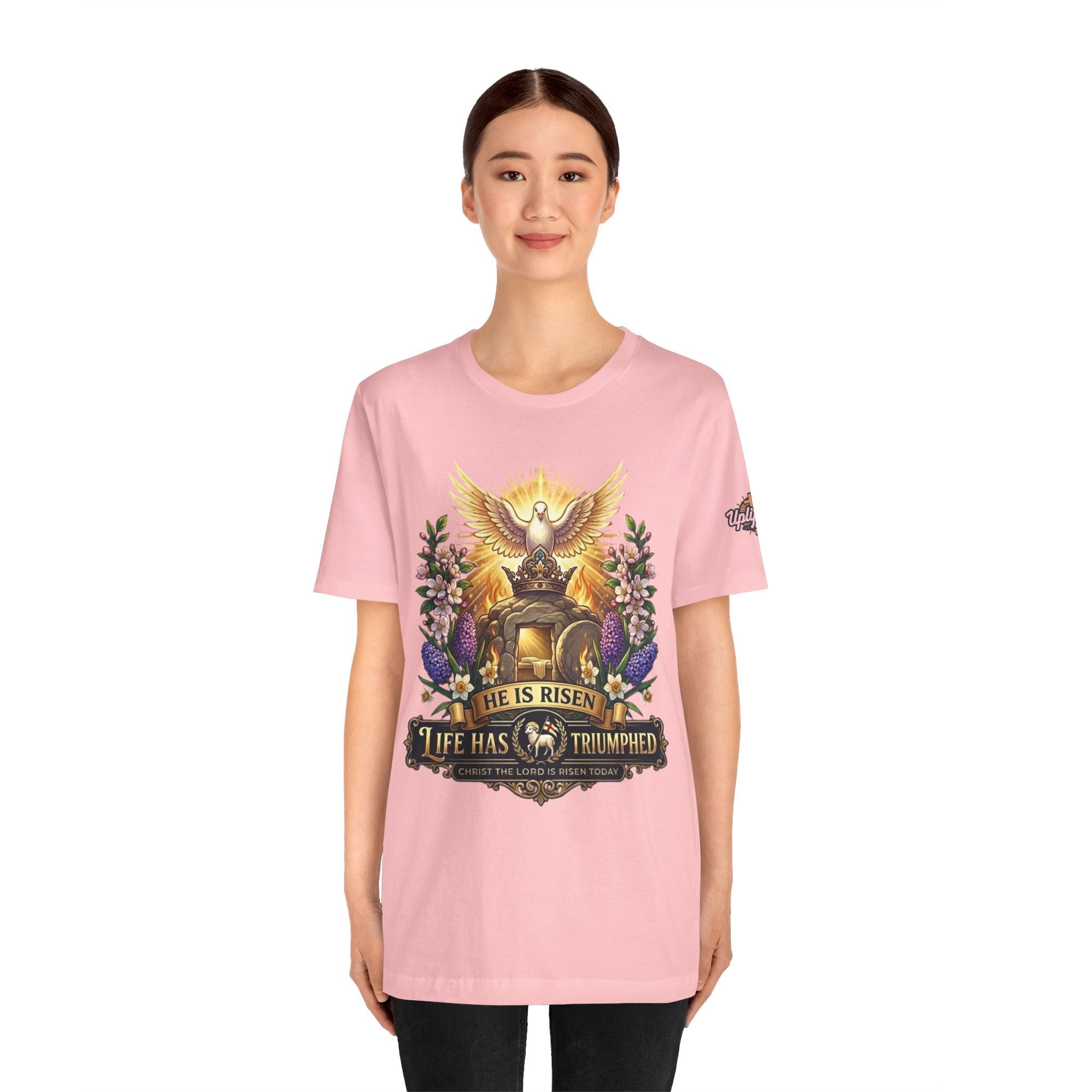 He Is Risen "Life Has Triumphed" T-Shirt — Easter Resurrection Christian Tee Printify