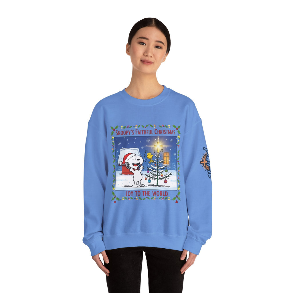🎄 Faithful Christmas Friends – Christian Holiday Sweatshirt | Festive Tree & Cartoon Duo | Heartwarming Christmas Tee by Uplifted Gear Printify