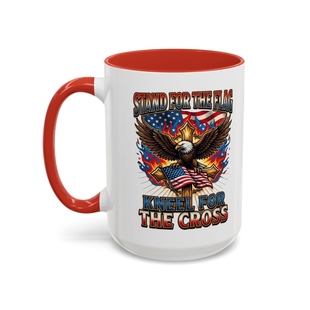 Patriotic Eagle Coffee Mug — "Stand for the Flag, Kneel for the Cross" (11/15oz) Printify