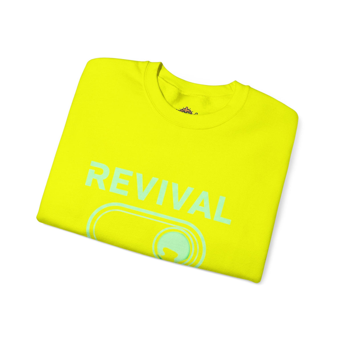 🔥 Revival Mode: ON – Christian Techwear Sweatshirt | Glowing Green Faith Switch | Futuristic Jesus Shirt | Activate Your Spiritual Awakening | Uplifted Gear Printify