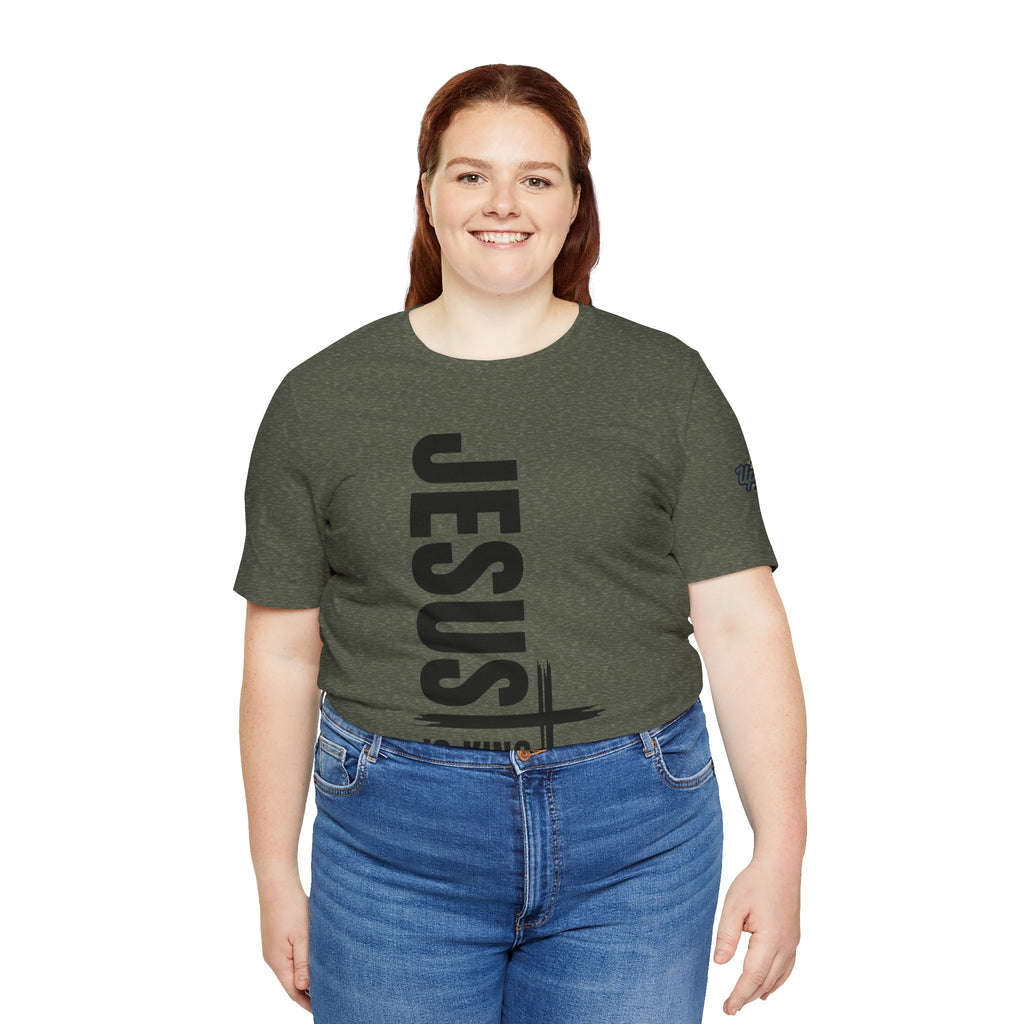 Jesus Is King T-shirt | Modern Typographic Cross Christian T-shirt Printify