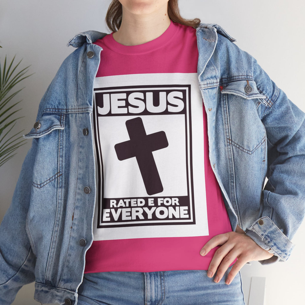 Jesus, Rated E for Everyone T-shirt - Gamer Faith T-shirt - Christian Video Game Parody Printify