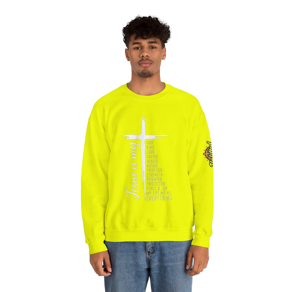 Jesus Is My Everything Sweatshirt – Cross List God King Lord Savior Christian Sweatshirt for Total Surrender Faith Printify