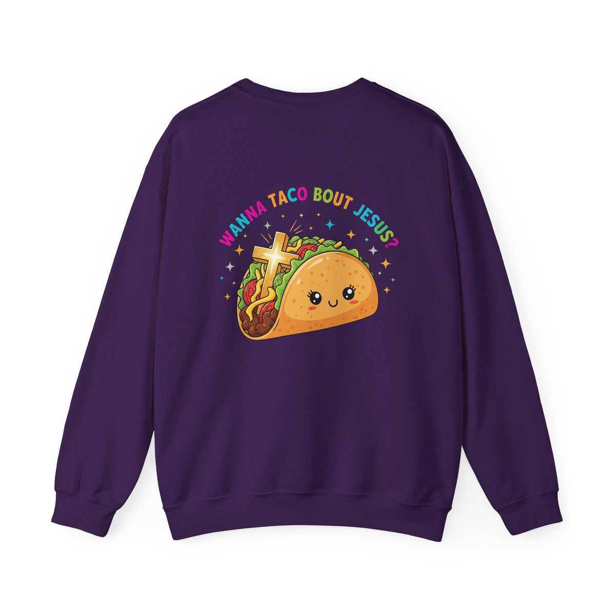 Wanna Taco 'Bout Jesus Sweatshirt – Cozy Christian Pun Sweatshirt for Faith & Fun Printify