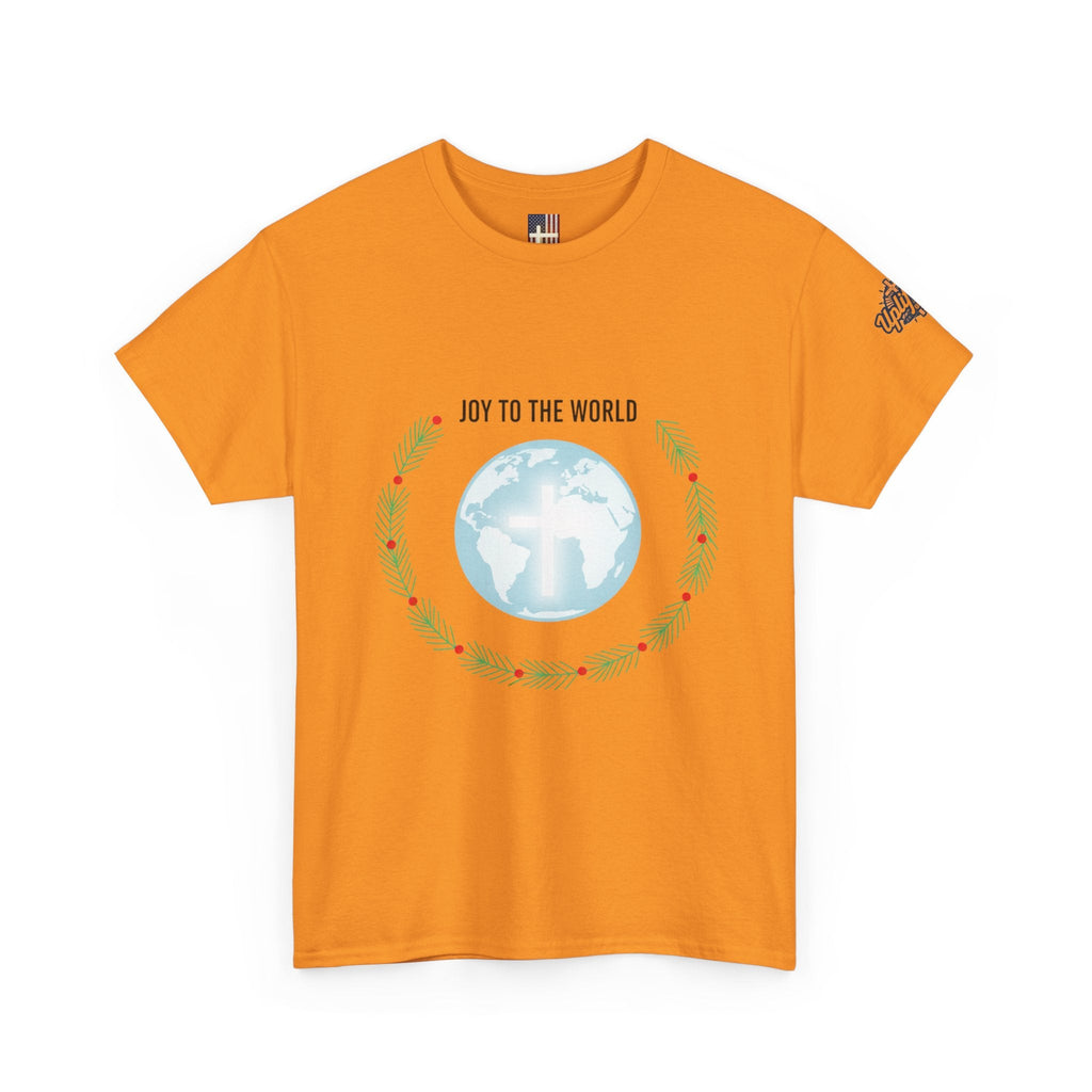 Joy to the World T-shirt – Wreath Earth Nativity Christian Christmas T-shirt for Isaiah 9:6 Holiday Faith & Festive Joy Printify